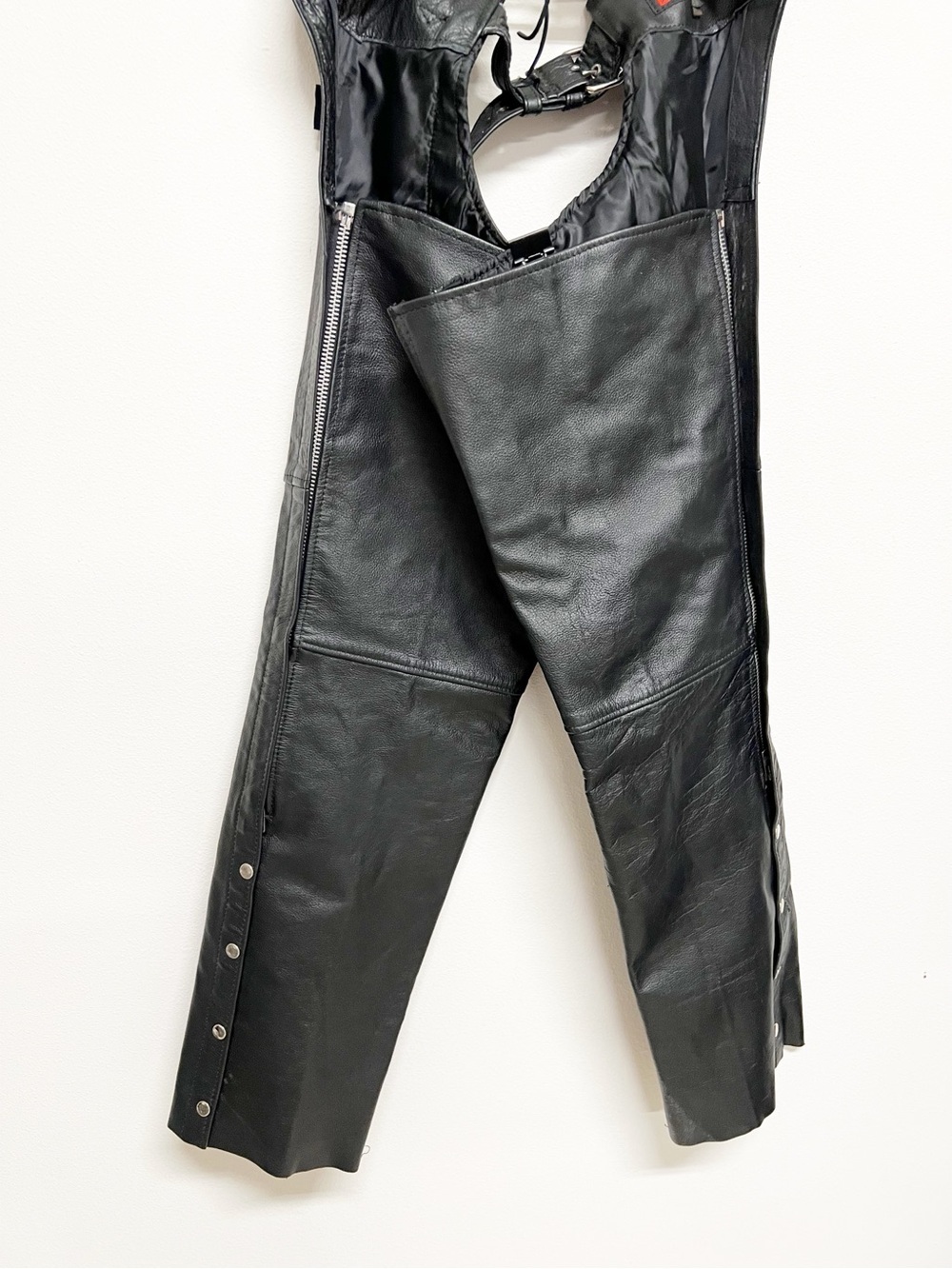Hot Leathers Unisex CHM1005 Black Motorcycle Biker Fully Lined Leather Chaps XL - Picture 2 of 14
